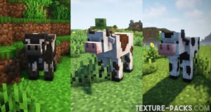 Minecraft cows with floppy ears and different textures for each biome