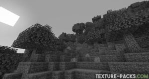 Minecraft forest with the Black and White texture pack