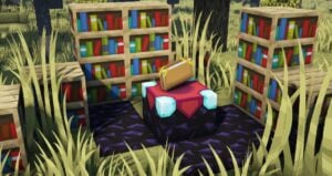 Enchanting table and bookshelves with higher resolution