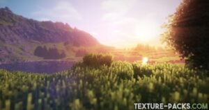 Minecraft with bloom and depth of field effect