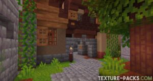 Screenshot of Minecraft blocks with Woodpecker textures