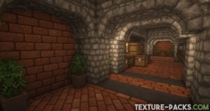 Minecraft hallway with indoor decoration from Alacrity texture pack
