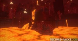 Minecraft nether with realistic lava that is created by the Super Duper Vanilla pack
