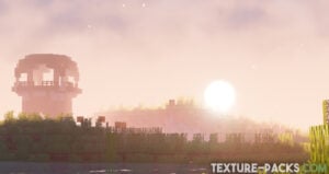 Minecraft sky with enchanting light rays and realistic sun