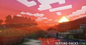 Minecraft sunset with DrDestens shaders