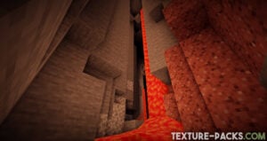 Screenshot of a Minecraft cave with RudoPlays shader pack