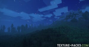 Screenshot of the new vibrant blue night sky in Minecraft