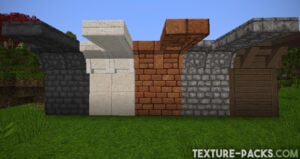 Some of the upper stairs and slopes with unique arch models in Minecraft