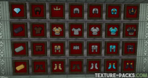 Screenshot of the armor items with the Majestica texture pack