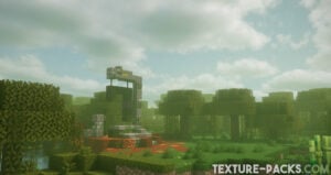 Minecraft swamp with realistic green fog