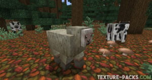 Screenshot of redesigned sheeps and cows with 32x32 resolution