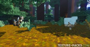 Minecraft forest with realistic shadows