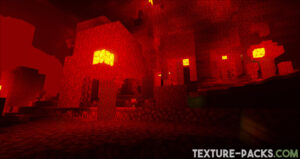 Screenshot of the dark Minecraft hell with a new red glow