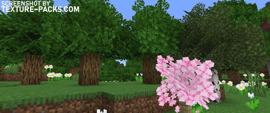 Bushy Leaves textures compared to Minecraft vanilla (after)
