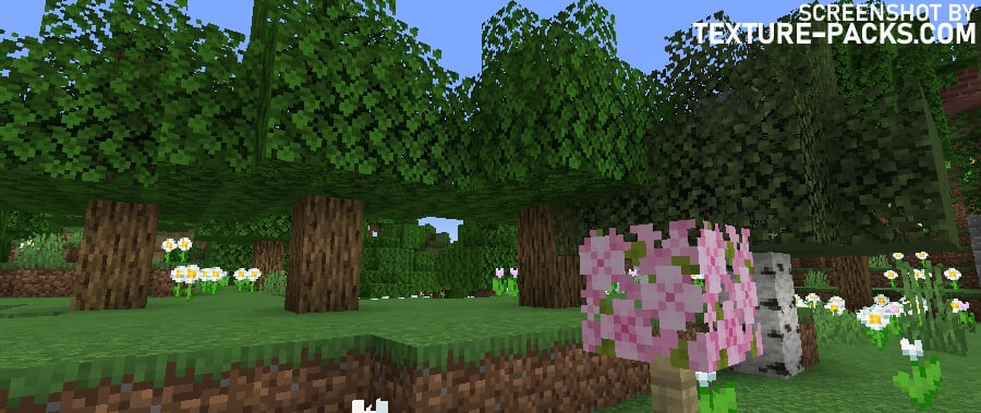 Bushy Leaves textures compared to Minecraft vanilla (before)