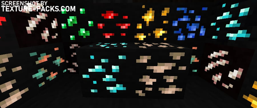 Glowing Ores textures compared to Minecraft vanilla (after)