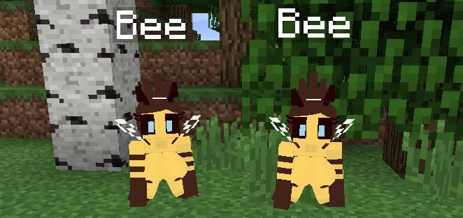 Screenshot of bee girls in Minecraft