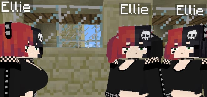 Screenshot of girlfriend Ellie in Minecraft