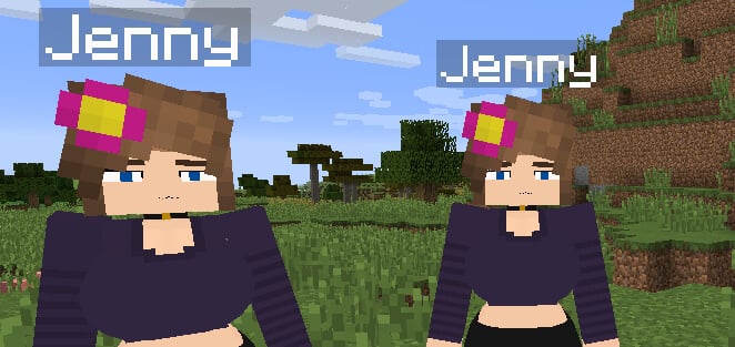 Screenshot of girlfriend Jenny in Minecraft