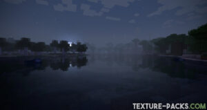 Moonlit Minecraft river with realistic water