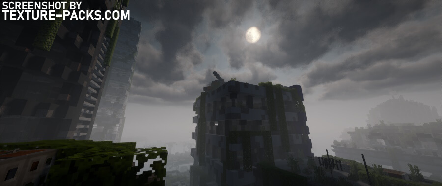 Spooklementary shaders compared to Minecraft vanilla after