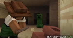 Creeper with four legs sneaking up on a player featuring improved movement animations.