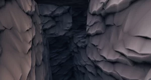 Gray stone blocks in a cave with smooth transitions between each block.