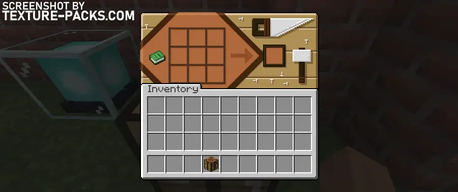 Modern crafting table interface from the Colourful Containers GUI texture pack.