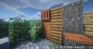 Various high-resolution wood textures with the Default HD texture pack and a realistic sky in the background