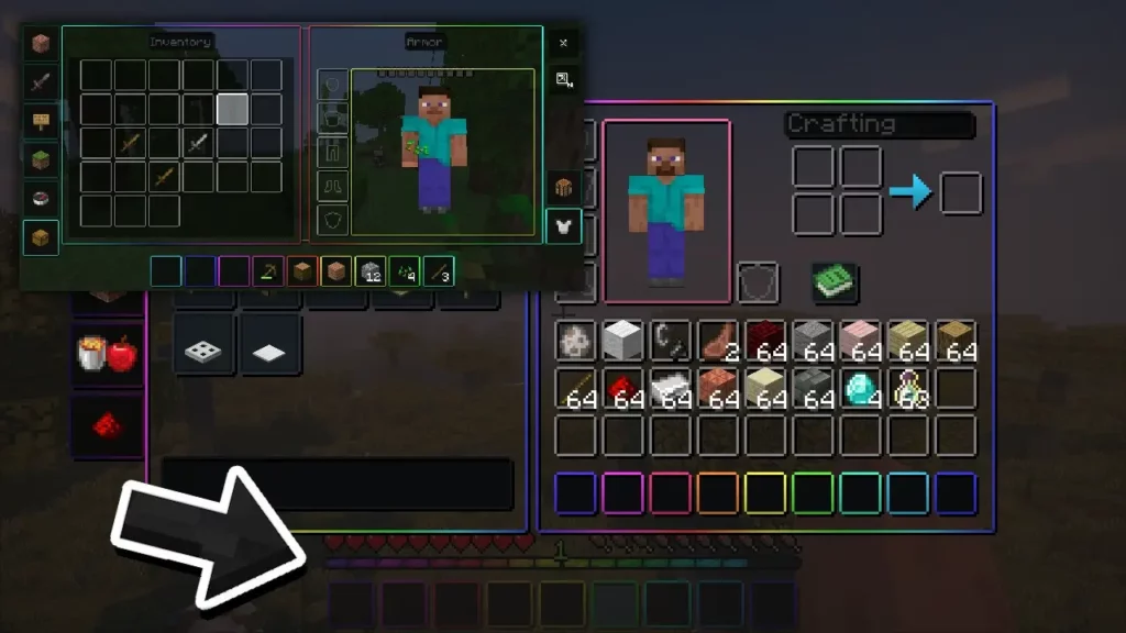 Animated RGB inventory in MCPE and Java Edition.