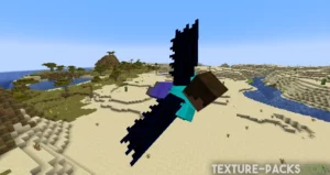 Black Batman-inspired Elytra in a desert biome.