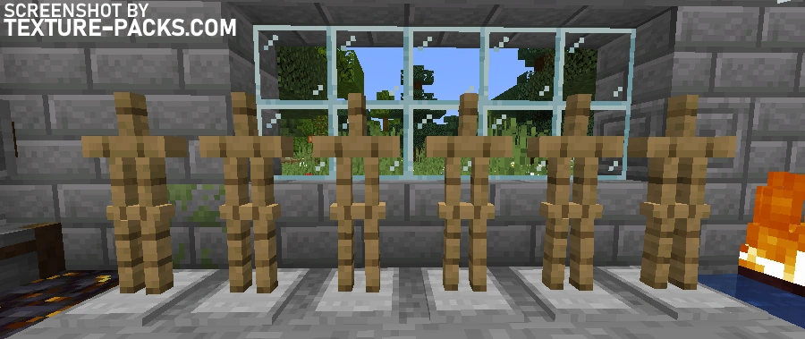 Empty armor stands in Minecraft as a comparison to default armor display.