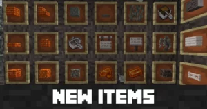 A selection of Winter Drop items displayed in item frames.