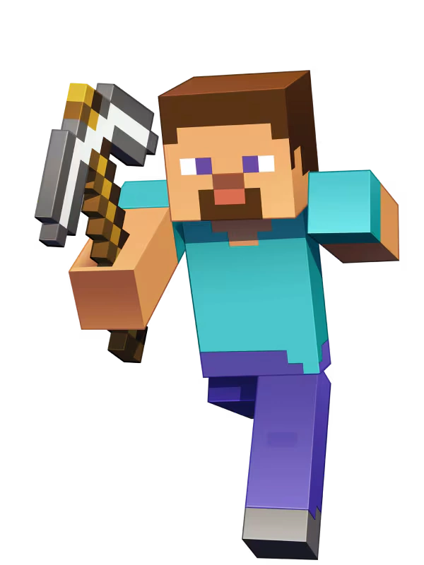 Steve swings a pickaxe.