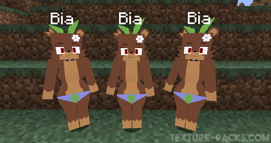 Three cute Bia's wearing teddy bear skins.


