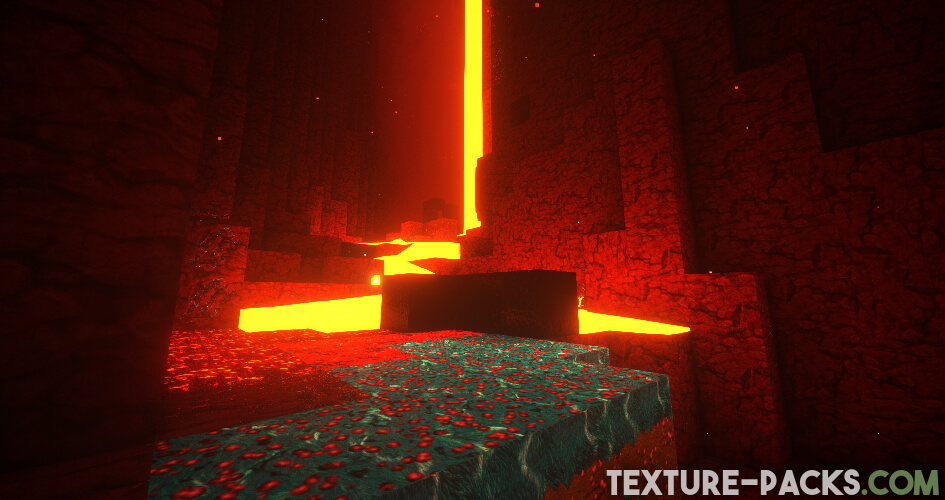 The nether with Shaders and a HD texture pack